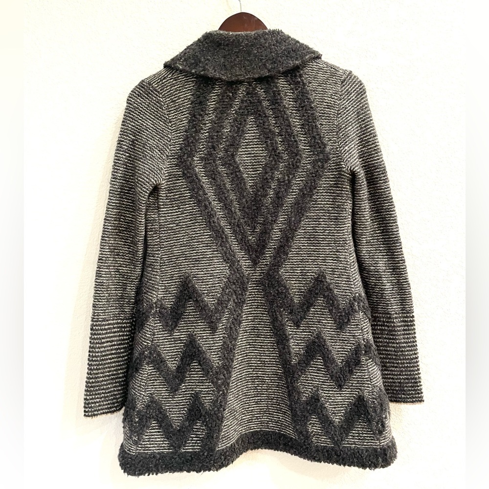 Anthropologie Angel of the North Textured Wool Blend Chevron Open Front Cardigan - Picture 6 of 10